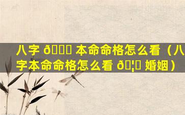 八字 🕊 本命命格怎么看（八字本命命格怎么看 🦈 婚姻）